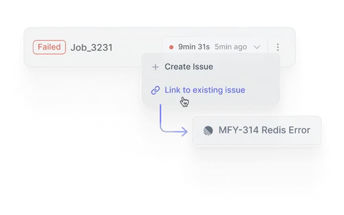 CI issue tracking with create issue and link options